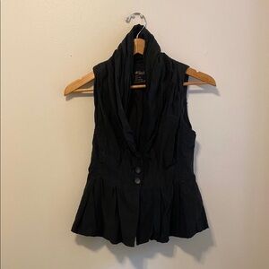 All Saints Black Puffed Collar Vest Size 10